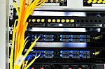 Fiber Optic With Servers In A Technology Data Center Stock Photo