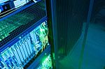 Fiber Optic With Servers In A Technology Data Center Stock Photo