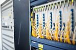 Fiber Optic With Servers In A Technology Data Center Stock Photo