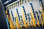 Fiber Optic With Servers In A Technology Data Center Stock Photo