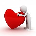 Figure Hugging Big Red Heart Stock Photo