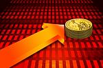 Finance Growth. Gold Coin And Graph Stock Photo