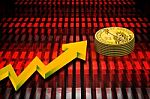 Finance Growth. Gold Coin And Graph Stock Photo