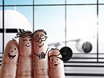 Finger Family At Airport Stock Photo