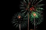 Fireworks Show During Loykathong Festival Stock Photo