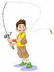 Fisher Boy Holding Fishhook Stock Photo