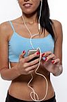 Fit Woman On With  Earphones Stock Photo