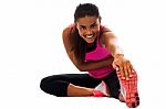 Fitness Girl Doing Stretching Exercise Stock Photo