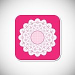 Flower Icon. Pink Square Frame.  Illustration Stock Photo