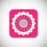 Flower Icon. Pink Square Frame.  Illustration Stock Photo