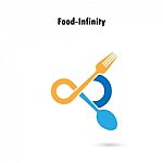 Food And Infinity Icon.fork And Spoon Sign Stock Photo