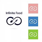 Food And Infinity Icon.fork And Spoon Sign Stock Photo