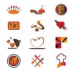 Food and Logo Icons Stock Photo