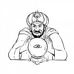 Fortune Teller Crystal Ball Drawing Stock Photo