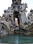 Fountain Of The Four Rivers Rome Stock Photo