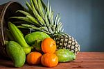 Fresh Fruit From The Basket Stock Photo