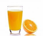 Fresh Orange And Glass With Juice Stock Photo