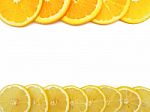 Fresh Orange And Lemon Slice On White Background Stock Photo