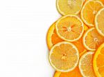 Fresh Orange And Lemon Slice On White Background Stock Photo