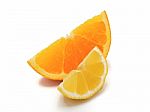 Fresh Orange And Lemon Slice On White Background Stock Photo