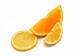 Fresh Orange And Lemon Slice On White Background Stock Photo