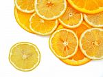 Fresh Orange And Lemon Slice On White Background Stock Photo