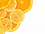 Fresh Orange And Lemon Slice On White Background Stock Photo