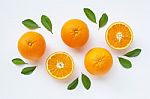 Fresh Orange Citrus Fruit Isolated On White Background Stock Photo