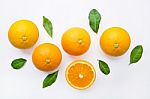 Fresh Orange Citrus Fruit On White Background Stock Photo