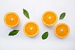 Fresh Orange Citrus Fruit On White Background Stock Photo