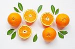 Fresh Orange Citrus Fruit On White Background Stock Photo