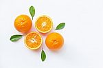 Fresh Orange Citrus Fruit On White Background Stock Photo