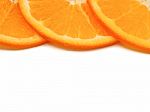 Fresh Orange Slice On White Background, With Copy Or Free Space Stock Photo