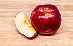 Fresh Red Apple On Wood Background Stock Photo