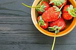 Fresh Strawberries In Bow Stock Photo