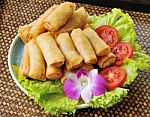 Fried Chinese Traditional Spring Rolls Food Stock Photo