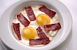 Fried Egg with Bacon Stock Photo