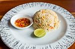 Fried Rice With Fish Sauce Chilli And Lemon. Thai Cuisine Stock Photo