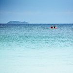 friends paddling kayak Stock Photo