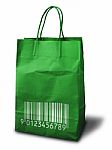 Front Green Paper Bag Stock Photo