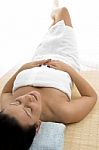 Front View Of Relaxing Female Stock Photo