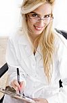 Front View Of Smiling Doctor And Looking At Camera Stock Photo