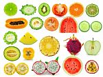 Fruit Slice Collection Isolated On White Background Stock Photo