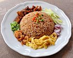 Fry Rice With The Shrimp Paste Stock Photo