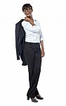 Full Length Of A Female Company Manager Stock Photo