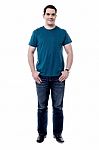 Full Length Of Casual Man Posing Stock Photo