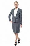 Full Length Of Female Executive Stock Photo