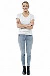 Full Length Portrait Of Beautiful Woman Stock Photo