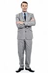 Full Length Portrait Of Confident Entrepreneur Stock Photo