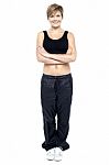 Full Length Portrait Of Fit Lady In Gym Wear Stock Photo